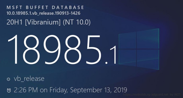 Win10 20H1 Build 18985