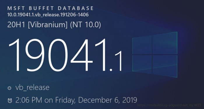 Win10 2004发布Build 19041.1更新