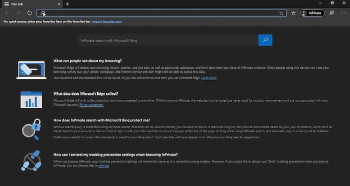Win10 Edge InPrivate Window已整合必应InPrivate Search