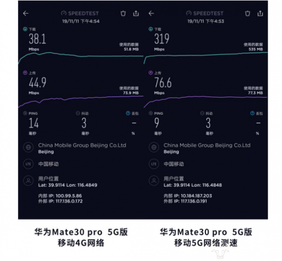 华为Mate30 Pro 5G手机网速测试