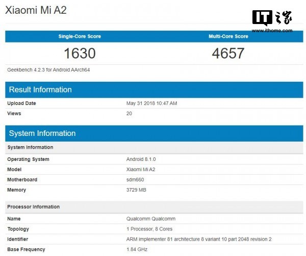 小米A2现身Geekbench：配骁龙660处理器.jpg