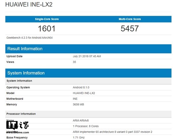 GeekBench 4中出现麒麟710处理器多核得5457分1.png