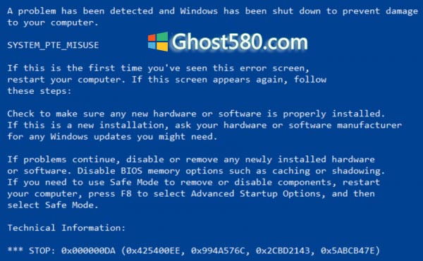 Win10系统出现SYSTEM_PTE_MISUSE蓝屏死机.jpg