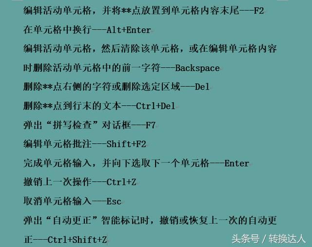 Excel快捷键