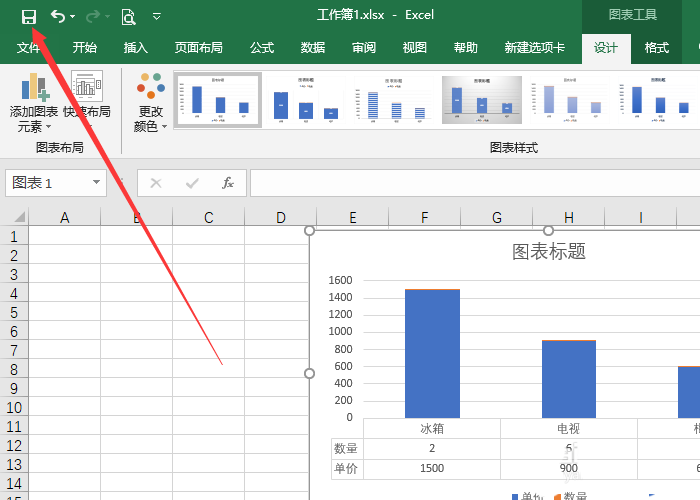 Excel图表下方添加数据表格的方法